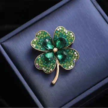 Dazzling Four Leaf Clover Hijab Pin/Brooch